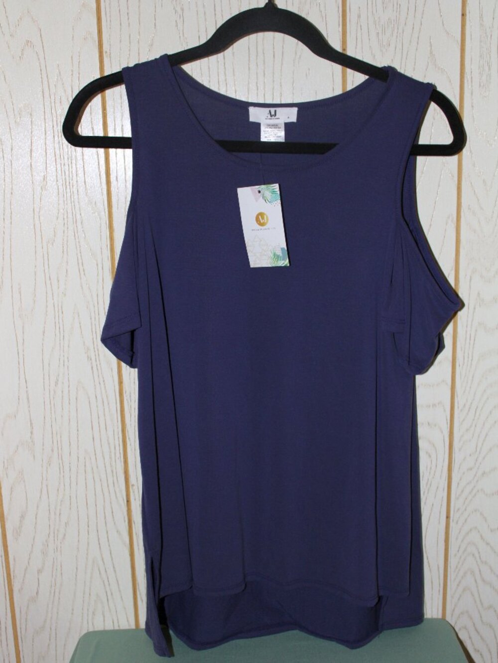 AJ Women's Short-Sleeve Cold-Shoulder Tee Top Navy Size Small - NWT